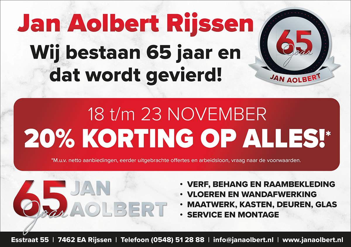 Ja Aolbert Rijssen 65 jaar